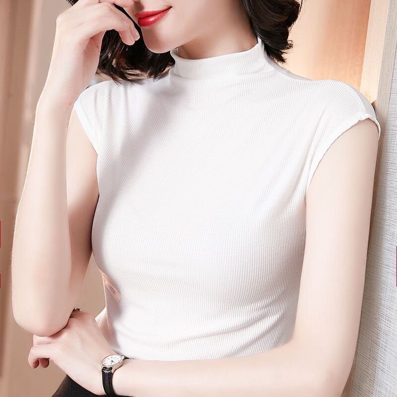 Áo Nữ Không Tay Co Giãn Màu Trơn Thanh Lịch Thời Trang Mùa Hè Hàng Mới