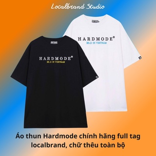 Áo thun local brand HARD MODE basic chữ thêu sắc nét, áo thun form rộng nam nữ Hardmode V1