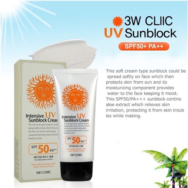 Kem chống nắng bảo vệ da toàn diện 3W Clinic UV Sunblock Cream SPF 50+ PA