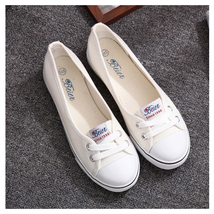 Giày Lười Vải Nữ, Giày Sục Nữ Buộc Dây Đi Cực Êm Chân Năng Động Trẻ Trung