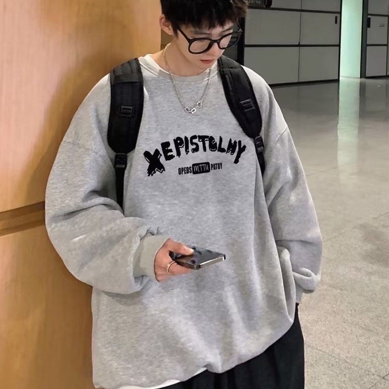 Aó Sweater Da Cá Chữ XEPIS Trước Ngực Dành Cho Nam Phong Cách Unisex