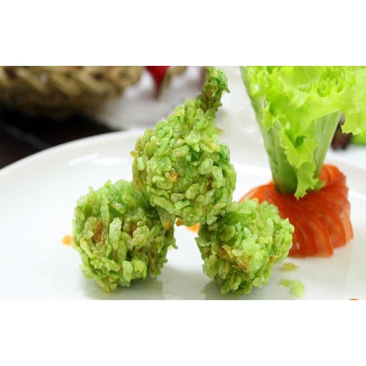 Chả cá tẩm cốm xanh - nhãn hiệu Ô Ngon - Hàng Việt Nam chất lượng cao - khay 500g 24 viên }