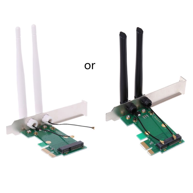 Card wifi mini hệ thống không dây PCI-E Express sang bộ chuyển đổi PCI - E 2 ăng ten bên trong máy tính