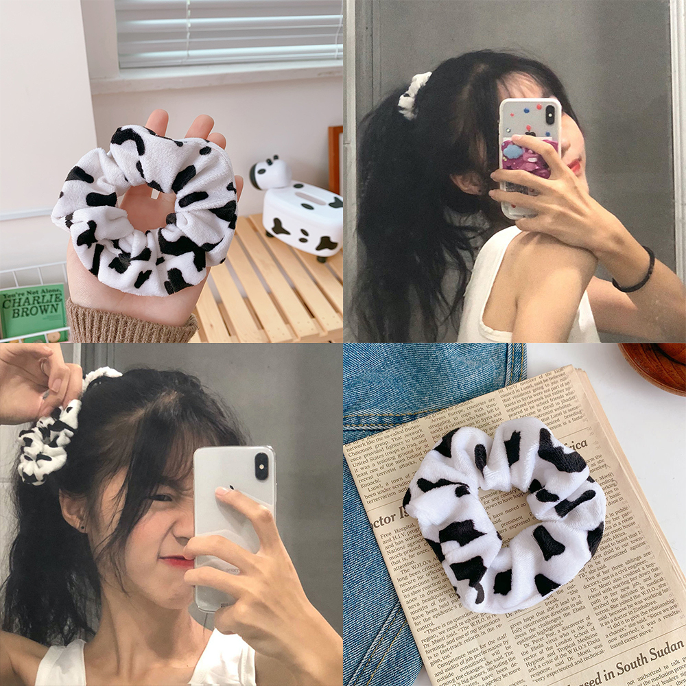 Dây buộc tóc họa tiết bò sữa đáng yêu cho nữ