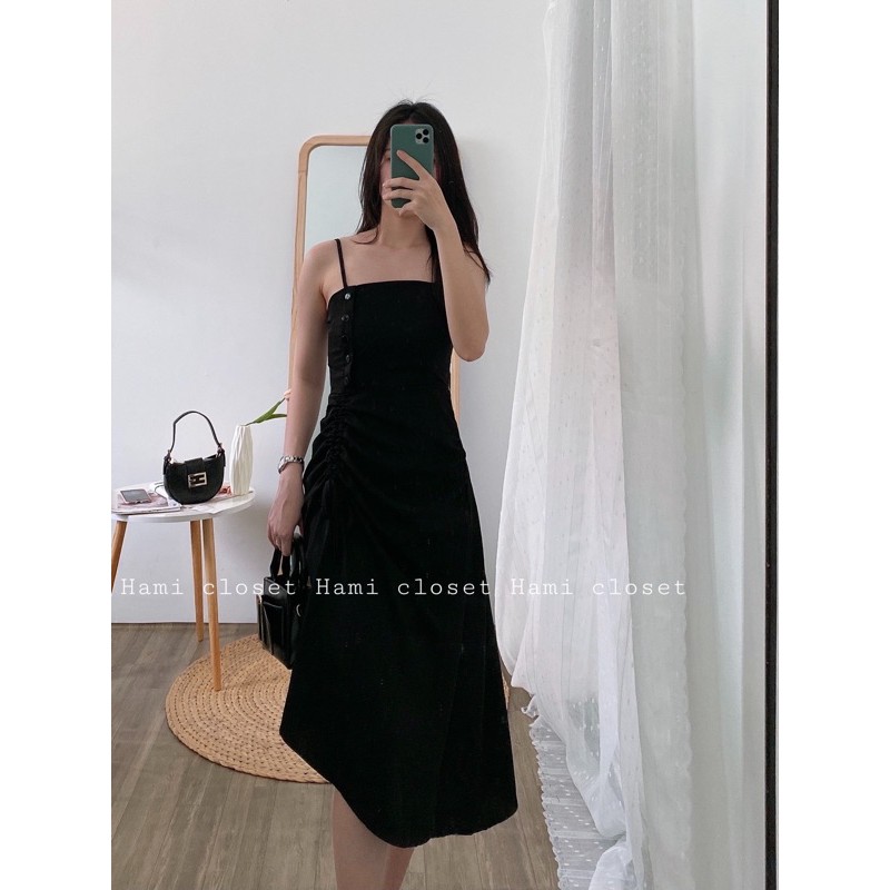 Váy đầm hai dây rút eo chất siêu mịn đẹp hàng có size mã V001
