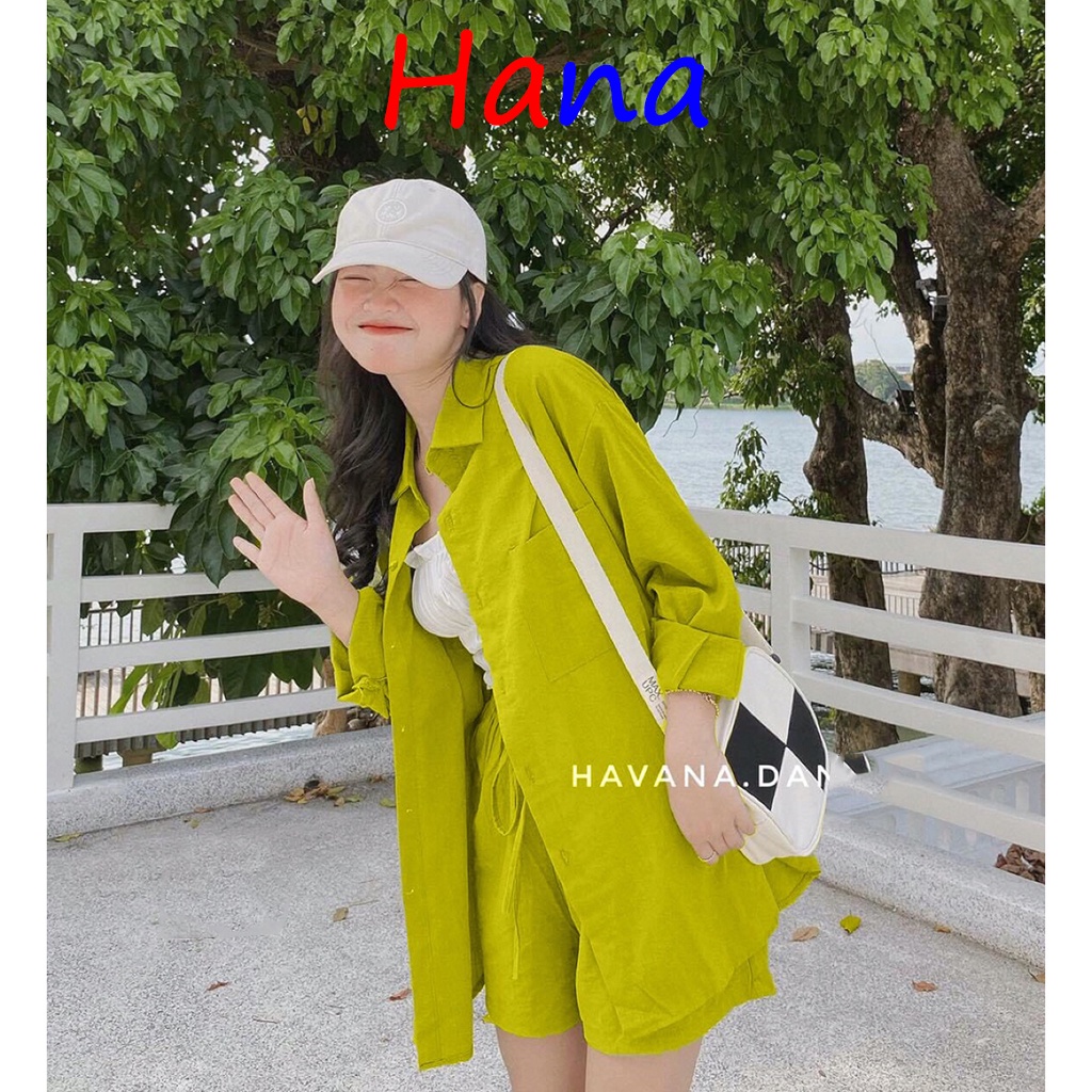 Set somi nữ tay dài form rộng + short trendy năng động - Hana18