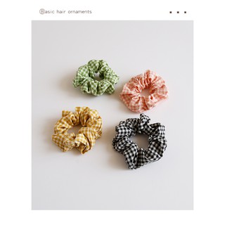 Dây cột tóc kẻ caro vải lưới Scrunchies