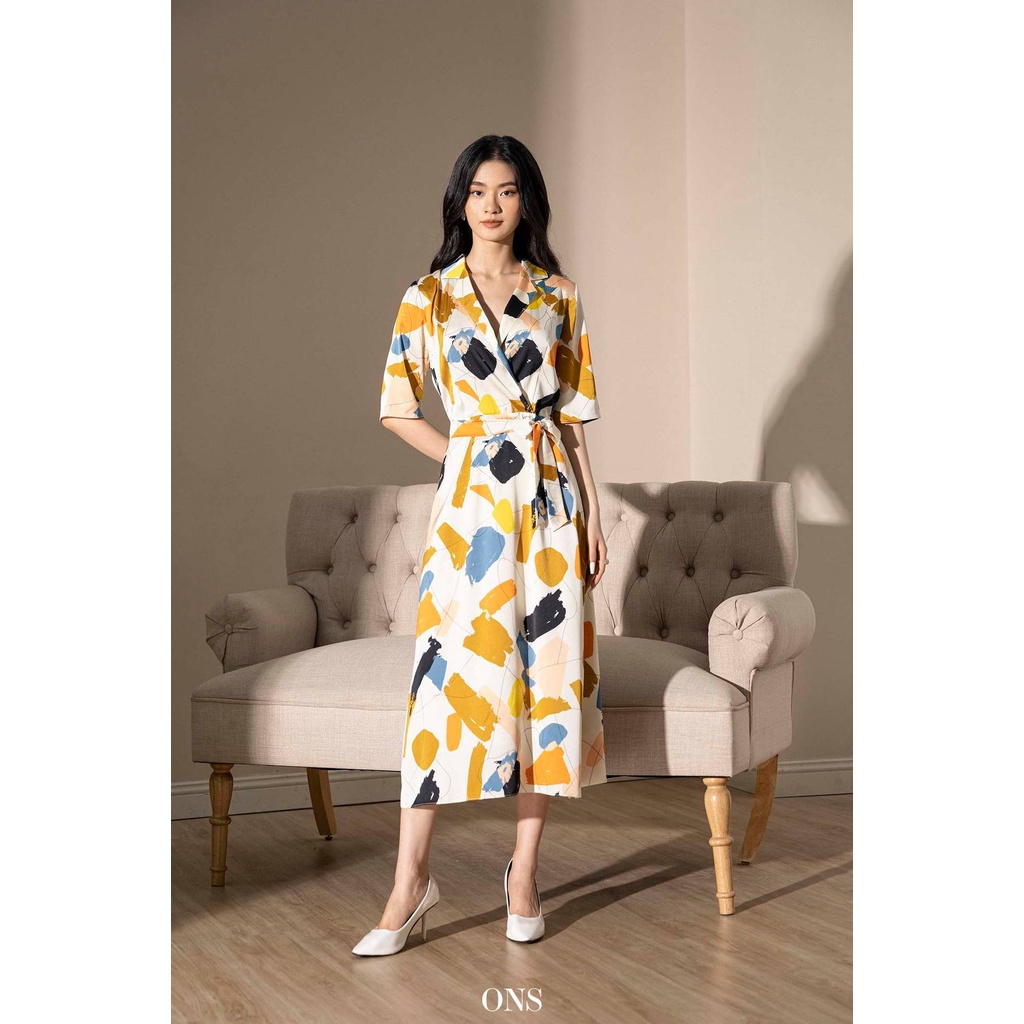Oyster and Snail - Đầm Reiss chiết eo cố vạt chéo kèm đai rời - 0577