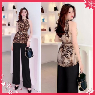 Set Đồ Nữ 🌸FREESHIP🌸 Set nguyên bộ quần dài ống suông áo beo kèm belt rời xinh xắn J1119