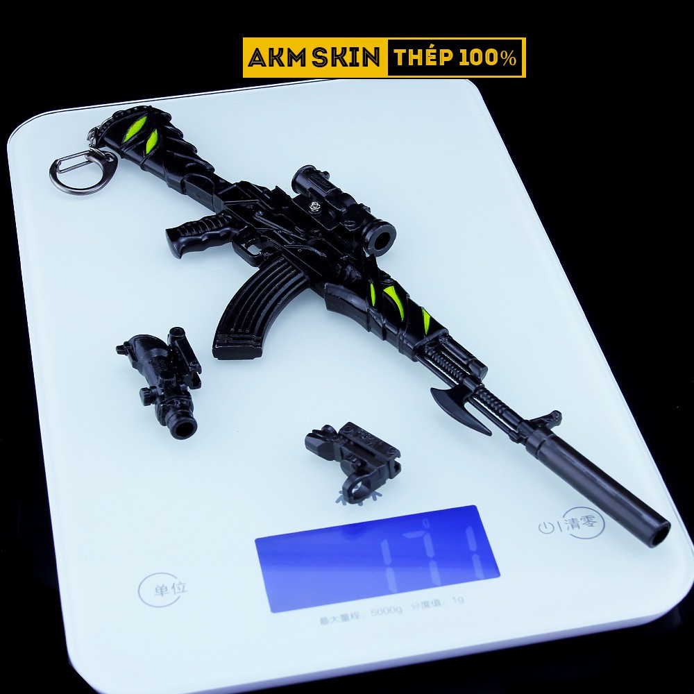 Mô Hình PUBG AKM Skin Black Dragon Tặng Kèm 3 Scope Và Kệ Trưng Bày 19cm