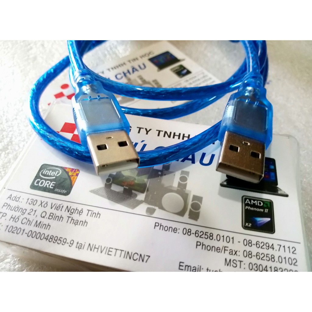 Cáp USB Link - 2 đầu đực USB - Cáp dài 1.5 M (Màu xanh)