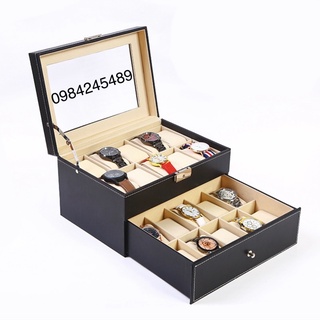 Hộp Đựng Đồng Hồ 24 Ngăn Sợi carbon da PU cao cấp