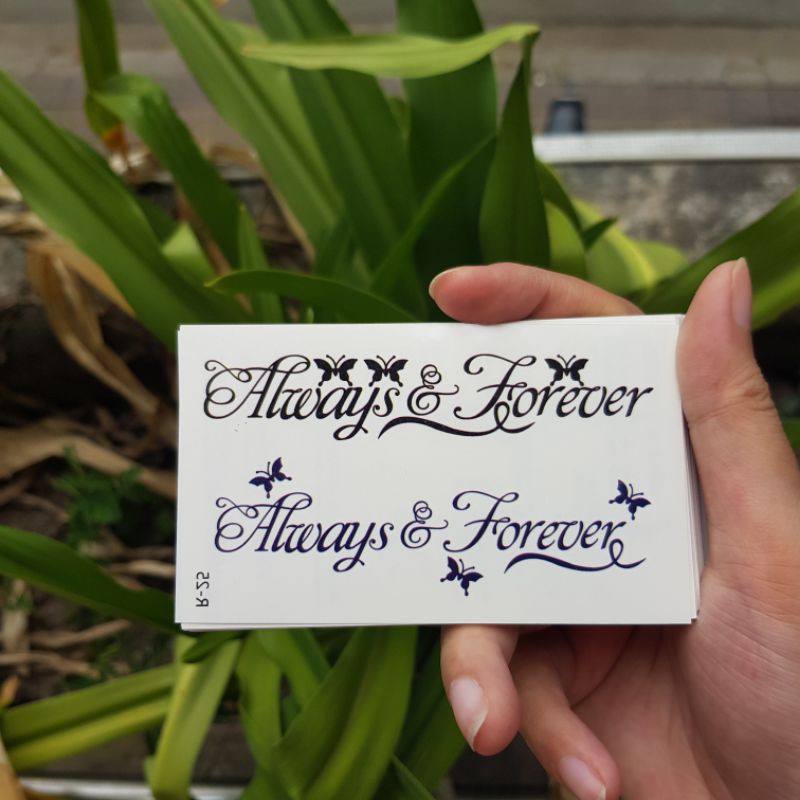 Hình xăm chữ always forever r25. Xăm dán tatoo mini tạm thời, size &lt;10x6cm