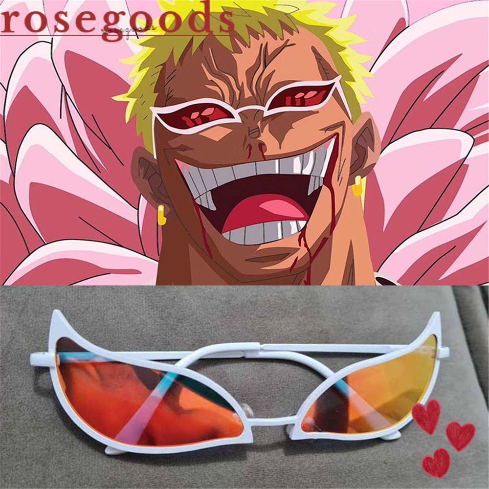 ☆ROSE☆ Trendy Cosplay Sunglasses Anti UV Joker Sunglasses Doflamingo Sunglasses Funny Cosplay Prop One Piece Eyewear Anime Cosplay Glasses/Multicolor