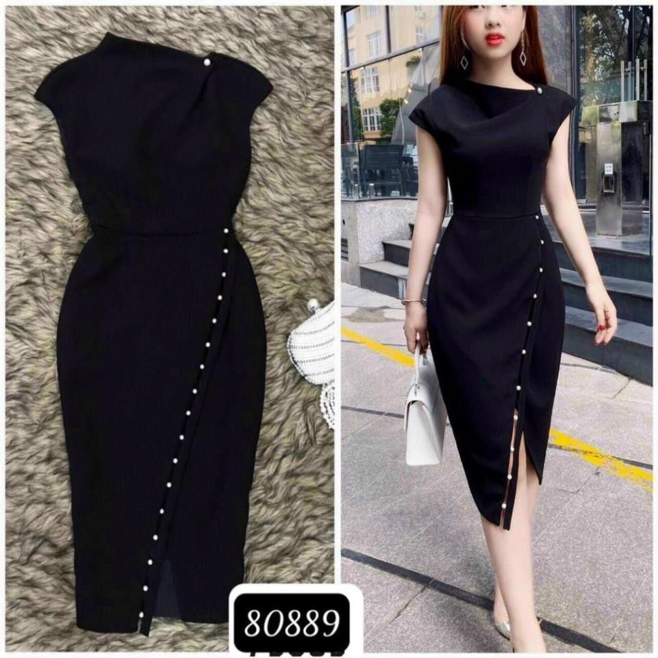 < 6.6 SALE LỚN > < Size L và XL > Đầm dự tiệc dáng bút chì thun Umi phối ngọc sang trọng