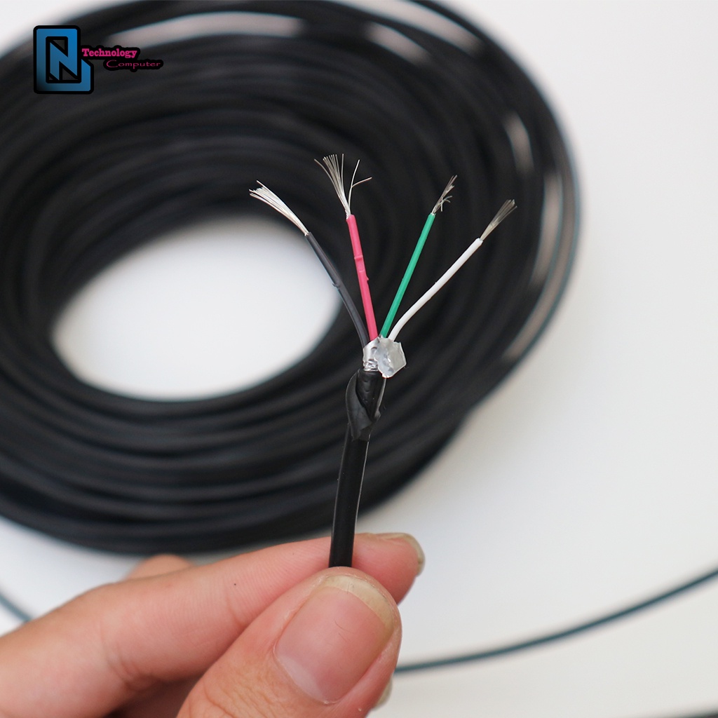 5 Mét Dây Cáp Dữ Liệu 4 Lõi Chuẩn 28AWG Chất Liệu Vỏ TPE Đường Kính Dây 3MM 4.2MM Vỏ Dây Bảo Vệ Môi Trường