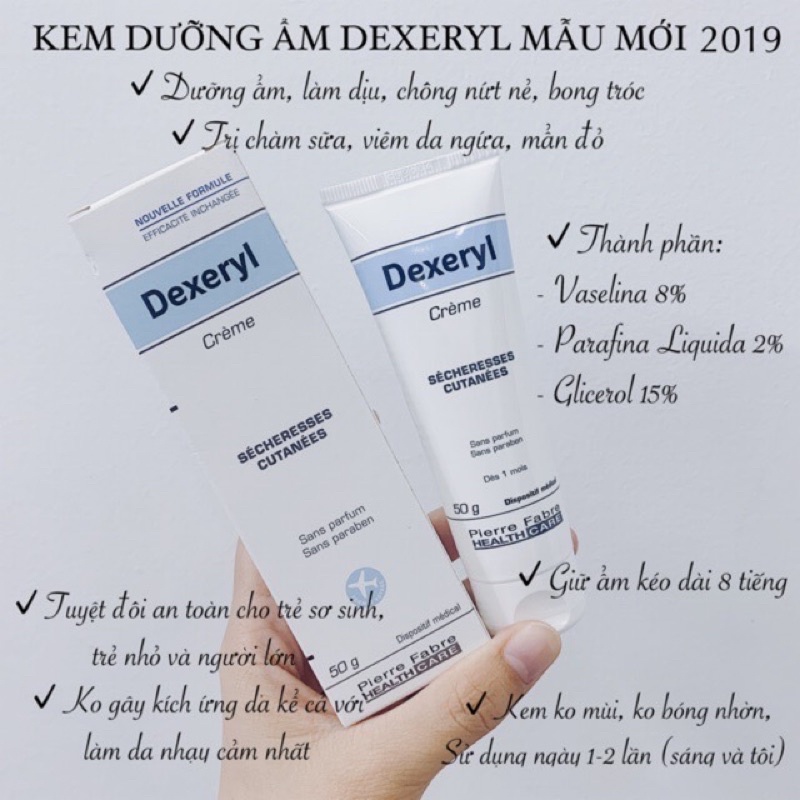 KEM DƯỠNG ẨM, DÙNG CHO DA NẺ, CHÀM SỮA DEXERYL 50g