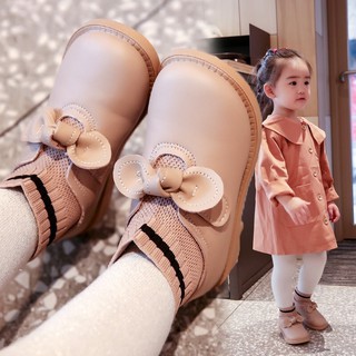 Bốt trẻ em mẫu mã đơn giản ôm chân da mềm lót lông mềm mại