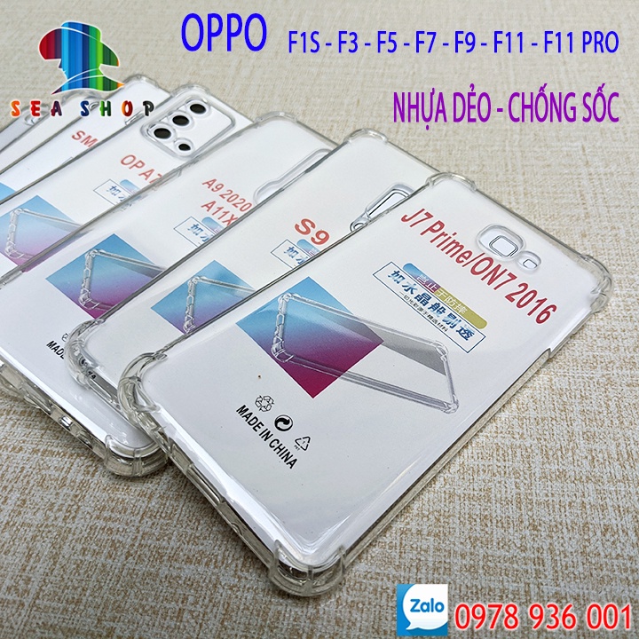 Ốp lưng OPPO F1S, F3, F5, F7, F9, F11 Pro... nhựa dẻo CHỐNG SỐC - Trong suốt-SIÊU BỀN