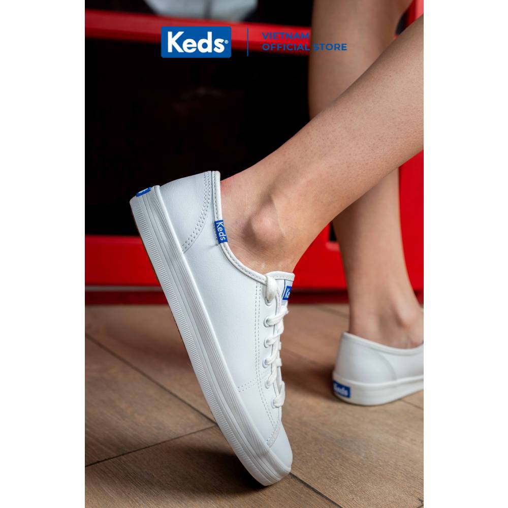 Giày Keds Nữ - Kickstart Retro Court Leather White/Blue - KD057559