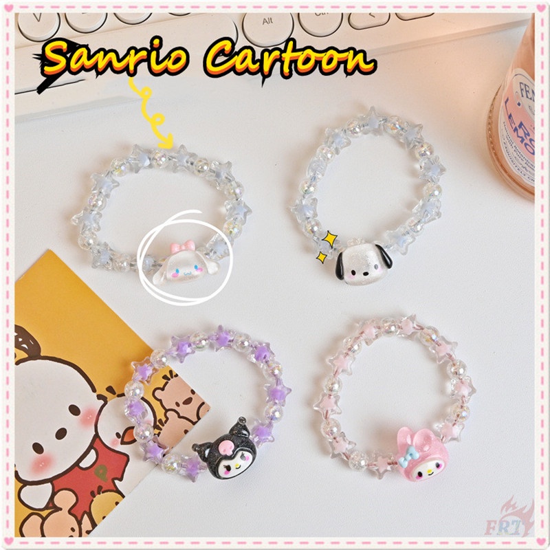 ☀ Dây Cột Tóc Hình Nhân Vật Hoạt Hình Kuromi / Melody / Cinnamoroll / Pochacco Ngọt Ngào ☀ 1 Dây Cột Tóc Co Giãn Hình Ngôi Sao Màu Sắc Ngọt Ngào