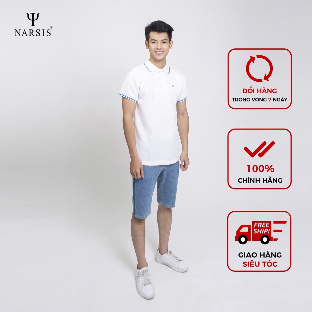 Áo cộc tay nam Narsis D4021 màu trắng