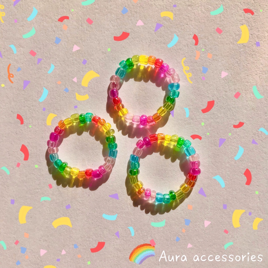 Nhẫn cườm Rainbow cá tính Handmade bởi Aura