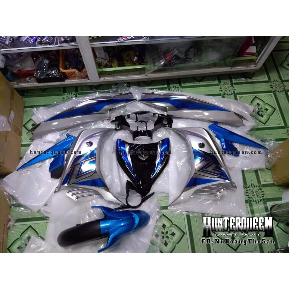 Tem rời Exciter 2011 - Chất liệu crom - LC 2017 bạc, mặt nạ đen - Tùy chỉnh theo yêu cầu