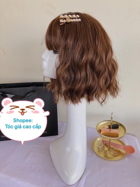 Tóc giả nguyên đầu nữ đẹp xù ngắn ❤️FREESHIP❤️tặng kèm lưới trùm tóc- mã D3057