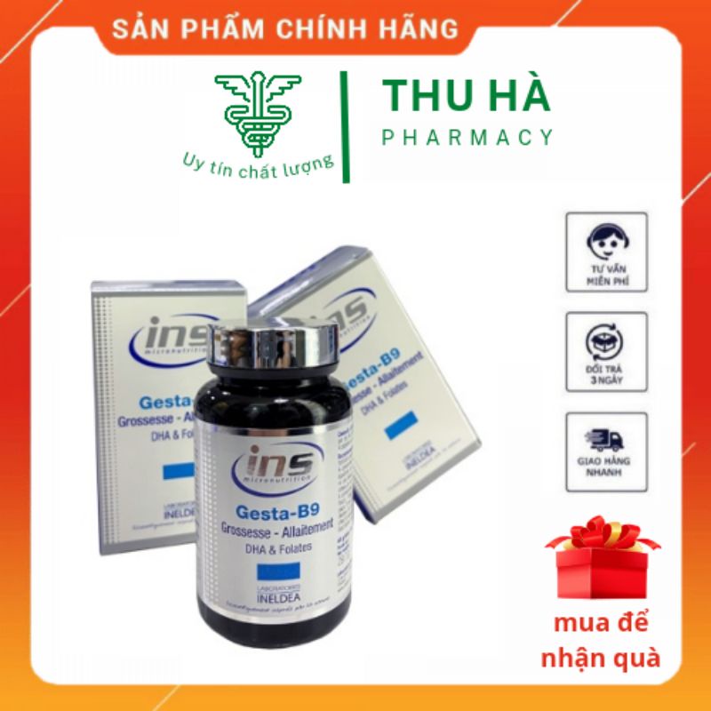 Viên uống bổ sung vitamin tổng hợp DHA omega Gesta b9 ch phụ nữ mang thai ,cho con bú hộp 60 viên