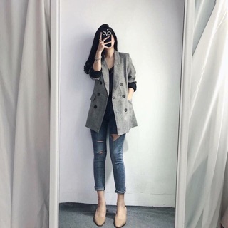 ÁO KHOÁC VEST KẺ XÁM