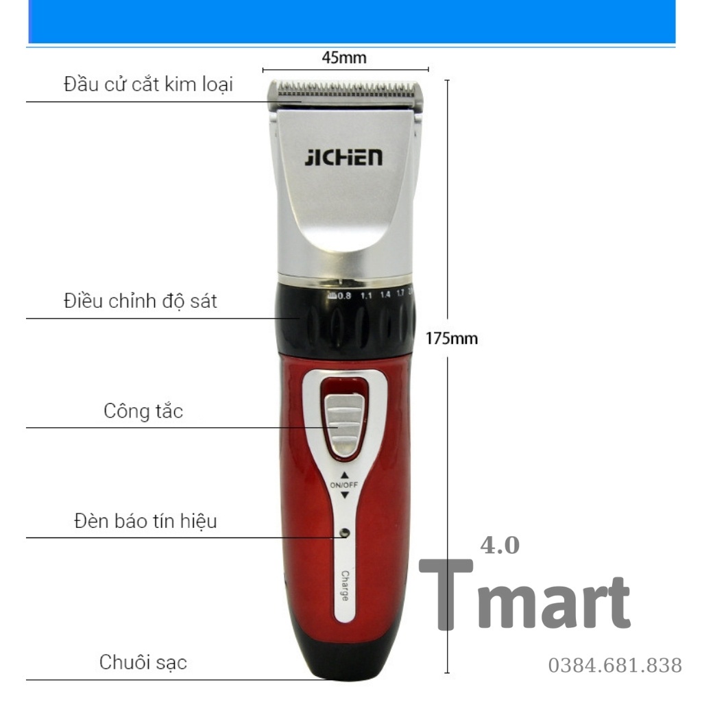 Tông đơ cắt tóc Jichen, Máy hớt tóc trẻ em bé và người lớn chuyên nghiệp -Bmart4.0