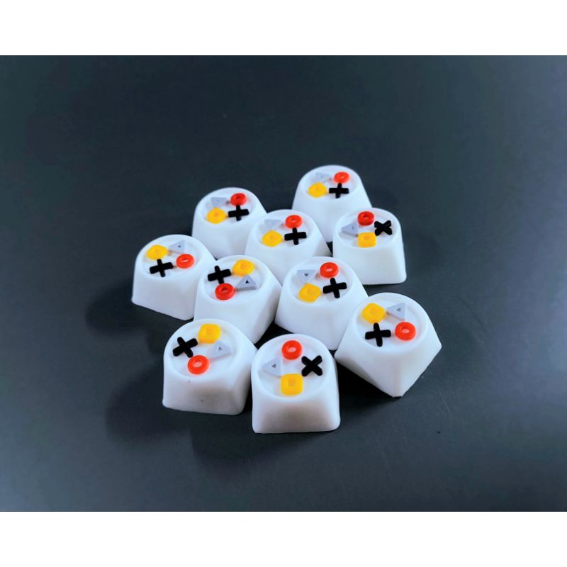 Keycap resin Playstation tone trắng trang trí bàn phím cơ gaming
