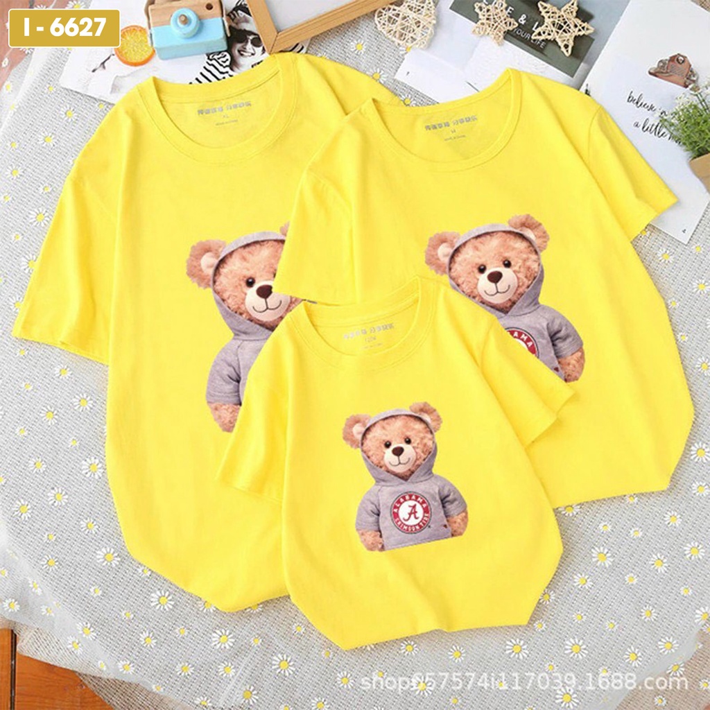 Áo Phông Gia Đình Gấu Con Đội Nón