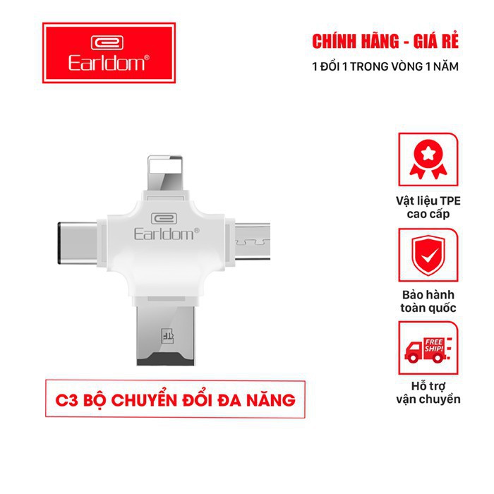 [ ĐA NĂNG ] Đầu Đọc Thẻ Nhớ 4 In 1 Kết Nối Cổng USB, Micro, TypeC, Lightning OT20