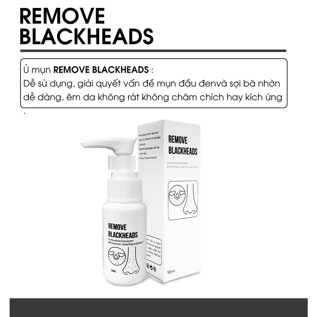 Dung dịch xử lí sợi bã nhờn và mụn đầu đen vùng mũi Remove Blackheads - Ủ mụn Remove Blackheads Lepit Cosmetic
