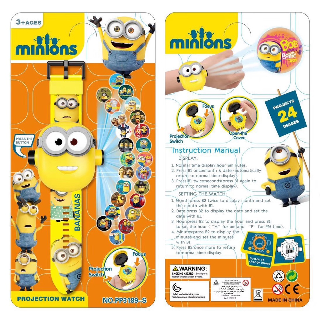Đồng Hồ Chiếu 24 Hình 3D Kira Kỳ Lân Mickey Ultraman Hello Kitty Hoạt Hình