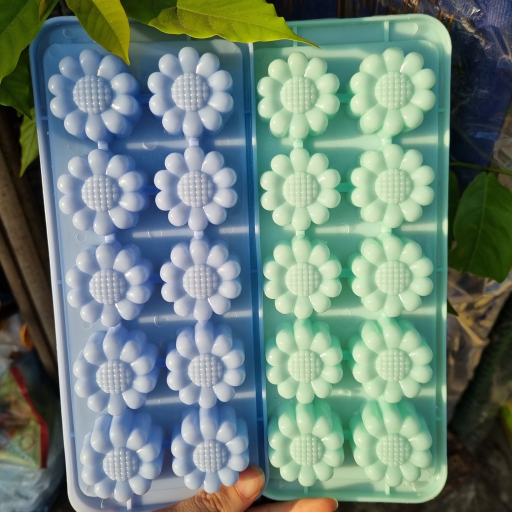 Khay làm thạch rau câu, vỉ làm nước đá hình 10 hoa cúc vt