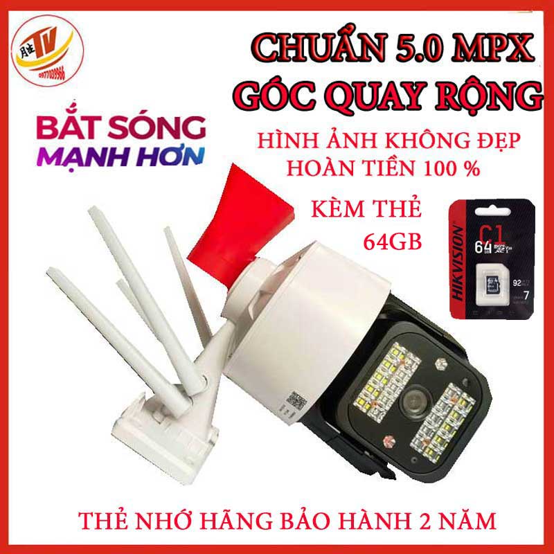 Camera wifi  ptz chuẩn 3.0 ngoài trời xoay 360 độ camera yoosee 4 Râu 3.0 Mpx full hd 20 đèn led