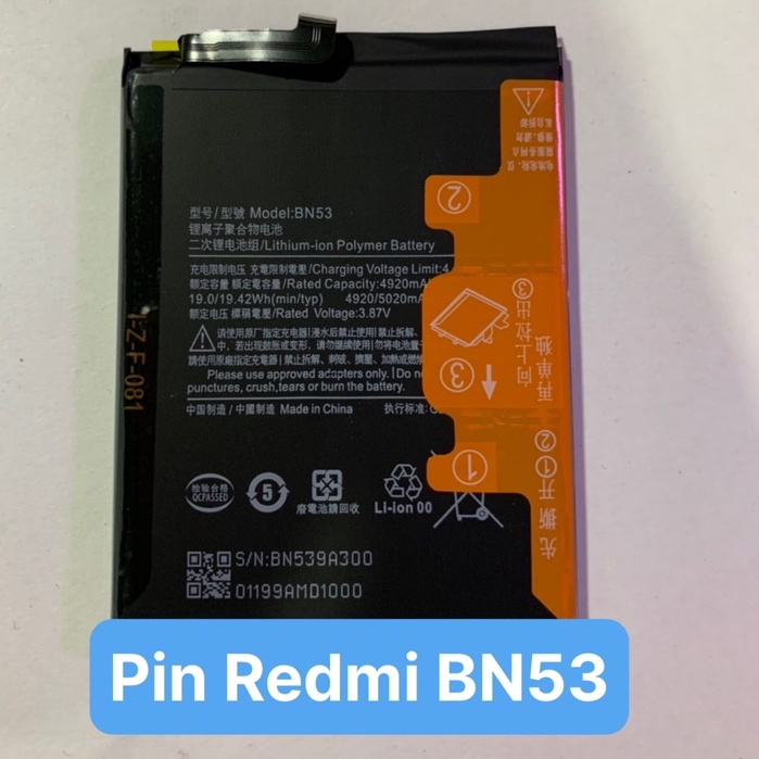 Pin chính hãng Xiaomi redmi note 9 pro / Note 9s / Note 10 pro / BN53 / 4000mAh / Có bảo hành