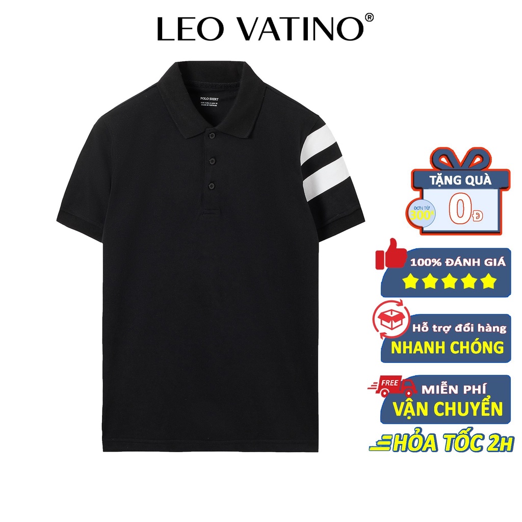 Áo thun polo nam POLOSHIRT đen phối tay cổ bẻ tay ngắn lỡ PLS01 - Leo Vatino