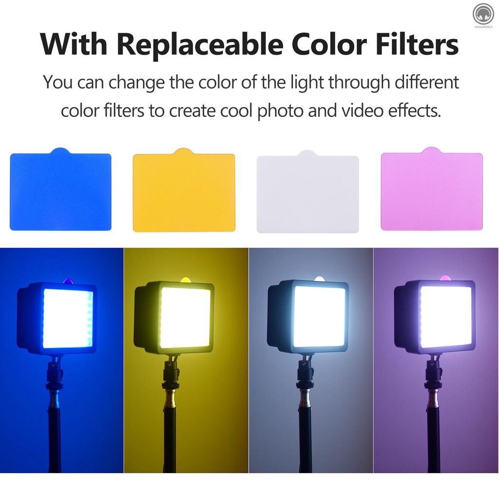 Bộ Đèn LED USB Mini 10W 5600K * 2 + 100cm / 39.4inch * 2 + Adapter Đầu Bi Linh Hoạt * 2 + Bộ Lọc Màu * 8