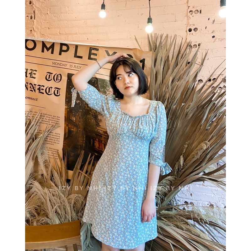 VÁY ĐẦM HOA NHÍ XANH BIGSIZE TAY LỠ NHÚN NGỰC - BLOOMY DRESS - IZYBYNHI | BigBuy360 - bigbuy360.vn