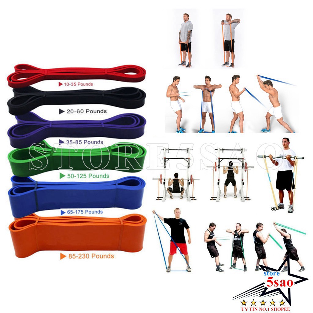 Dây kháng lực power band 15 – 175 LB ⚡FREE SHIP⚡ Dây cao su tập gym đa năng giá rẻ 2021