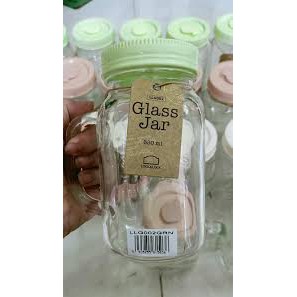 Ly Thuỷ Tinh Có Nắp Đậy, Tay Cầm Lock&Lock Glass Jar LLG002 [630ML]- Nắp Màu Xanh