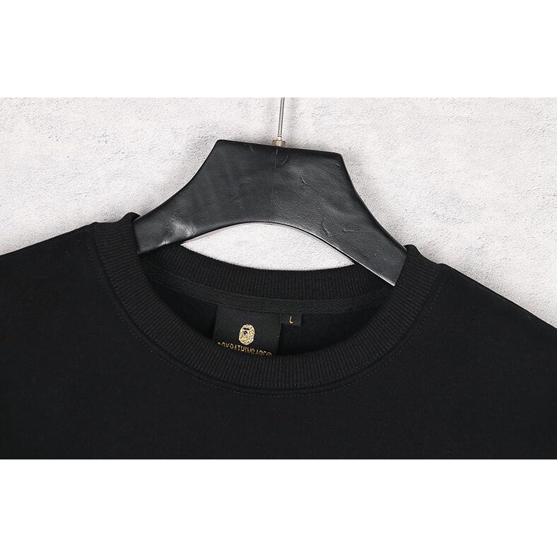 Áo sweater cổ tròn thêu hình Bape thời trang