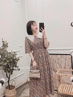 Váy hoa nhí cổ ren 2 màu