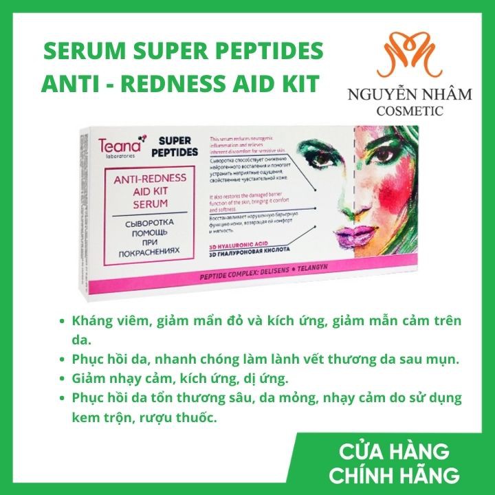 Serum Phục Hồi Da Tổn Thương, Thâm Đỏ, Giảm Viêm TEANA Super Peptides Anti Redness