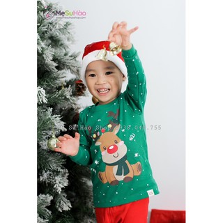 Bộ NOEL cao cấp trẻ em hãng Ttasom , mẫu Tuần Lộc nền xanh
