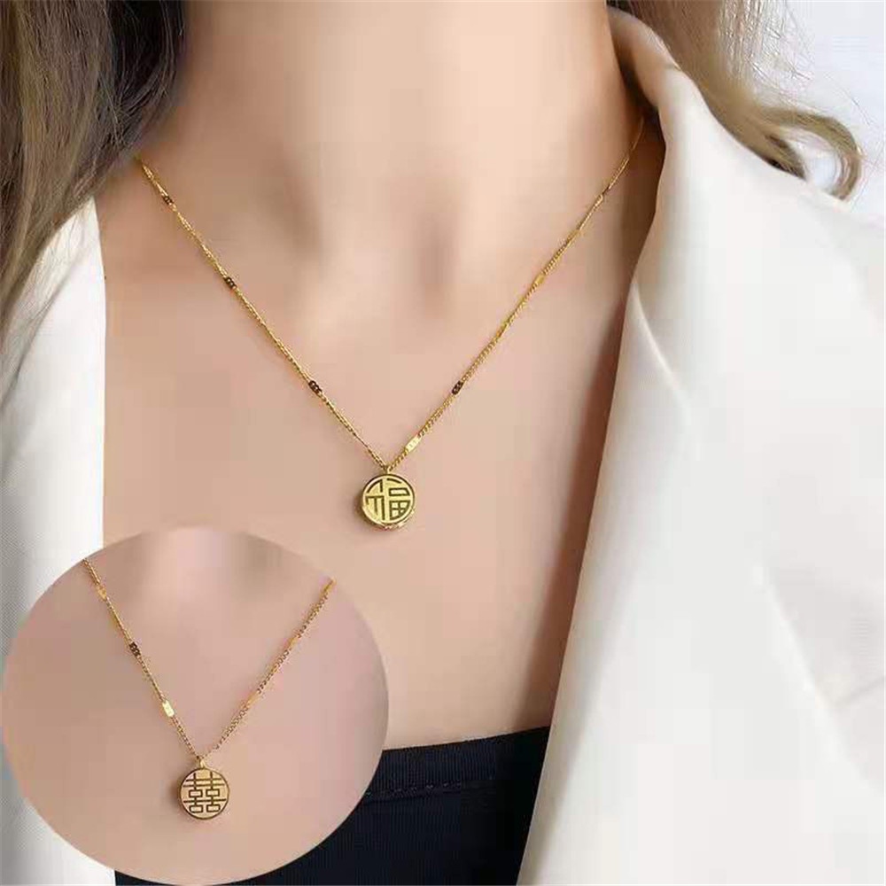 Vòng cổ mặt hình chữ FU phong cách Trung Hoa thời trang cho nữ